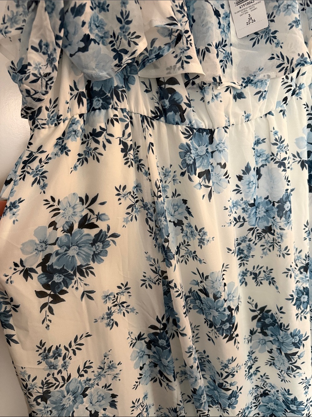 torrid White chiffon Maxi Dress with Blue Floral Print - Picture 3 of 6